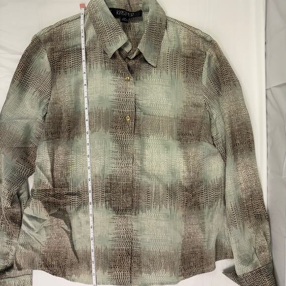 Kasper Petite 6P Blouse Abstract Dot Print Button-Up Shirt - Picture 5 of 10